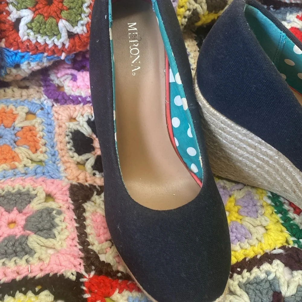 Merona- Black Canvas jute- Wedge Espadrilles - 4” heel - 7.5m